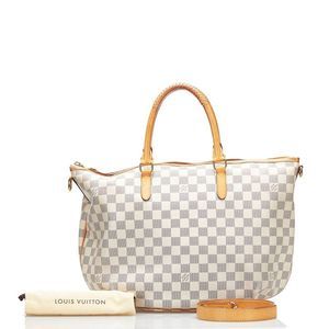 Louis Vuitton Damier Azur Riviera MM Shoulder Bag White Leather
